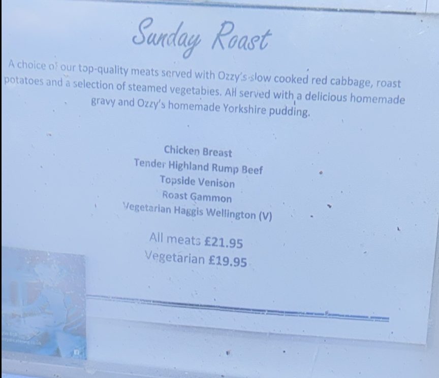Sunday Roast, Reservations Recommended
